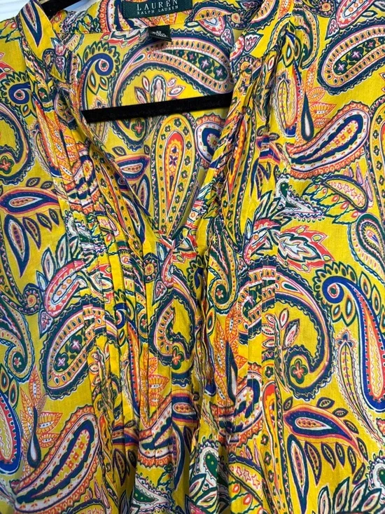 Lauren Ralph Lauren 2X Paisley Blouse Boho Tunic 100% Cotton Colorful Top - Picture 3 of 7